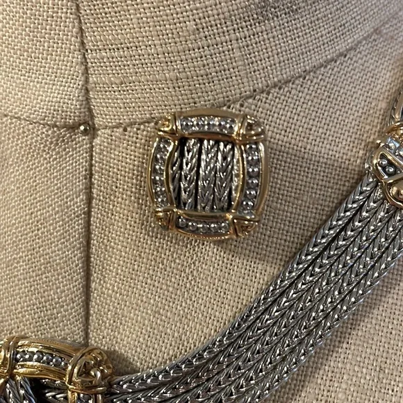 John Medeiros five strand two tone Necklace 16” and matching earrings - Picture 4 of 7